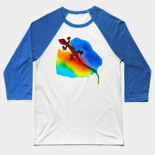 Gecko Watercolor Painting Baseball T-Shirt